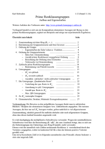 Prime Restklassengruppen - Aufsätze zu Themen der Zahlentheorie