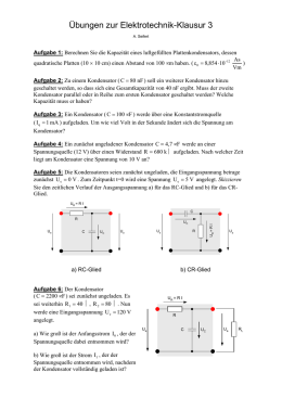 Entladekurve eines Kondensators Vorbetrachtungen