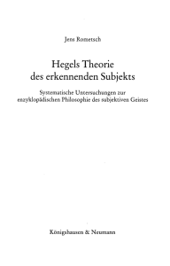 Hegels Theorie des erkennenden Subjekts