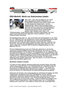 ESO-Beitritt: Nicht nur Astronomen jubeln