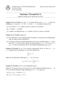 Topologie, Übungsblatt 12 - Lehrstuhl A für Mathematik