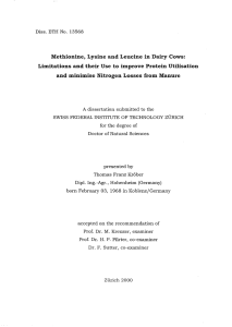 Methionine, Lysine and Leueine in Dairy Cows - ETH E