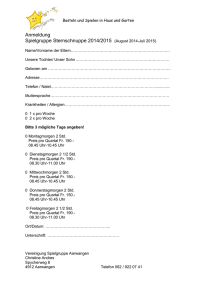 Anmeldung Spielgruppe Sternschnuppe 2014/2015 (August 2014