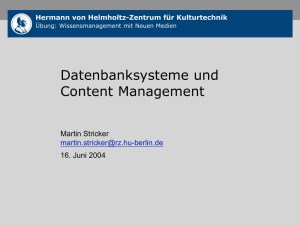 Datenbanksysteme und Content Management - Hu