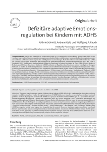 Defizitäre adaptive Emotions- regulation bei Kindern