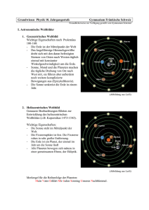 I. Astronomische Weltbilder 1. Geozentrisches Weltbild