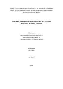 Klinische und molekulargenetische Charakterisierung von Patienten