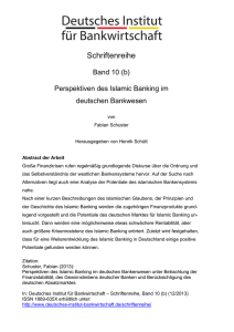 Perspektiven des Islamic Banking im deutschen Bankwesen