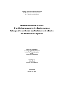 Reovirusinfektion bei Broilern - FU Dissertationen Online / Mycore