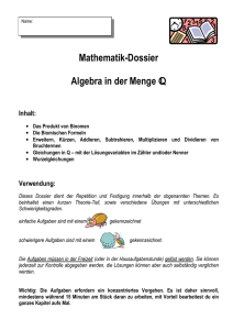 Mathematik-Dossier Algebra in der Menge Q