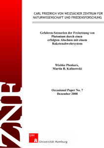 Gefahren-Szenarien der Freisetzung von Plutonium durch einen