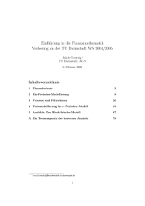 Einführung in die Finanzmathematik Vorlesung an der TU Darmstadt