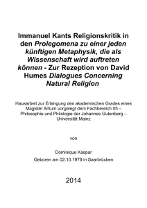 Immanuel Kants Religionskritik in den Prolegomena zu einer