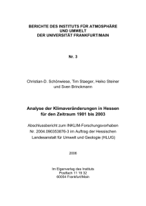 Analyse der Klimaveränderungen in Hessen für den Zeitraum 1901