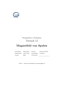 Versuch 13 Magnetfeld von Spulen