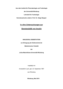 In vitro Untersuchungen zur Genotoxizität von Insulin