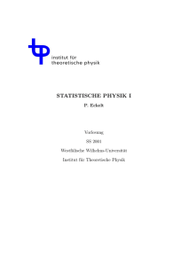 Statistische Physik I - Institut für Theoretische Physik