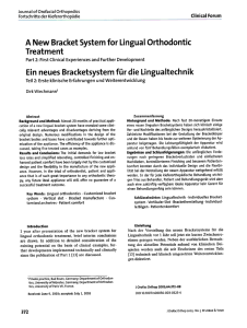 Ein neues Bracketsystem für die lingualtechnik