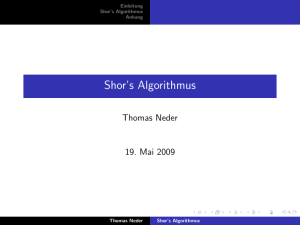 Shor`s Algorithmus - tfp.uni