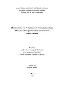 Charakteristika von Patientinnen mit Hirnmetastasen beim HER2/neu