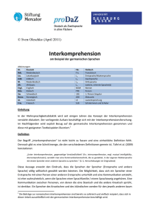 Interkomprehension am Beispiel der germanischen Sprachen