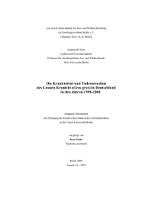 Die Krankheiten und Todesursachen des Grauen Kranichs (Grus