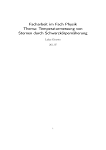 Temperaturmessung von Sternen durch Schwarzkörpernäherung