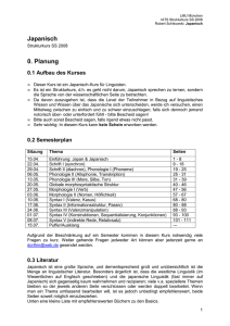 Japanisch 0. Planung - Institut für Vergleichende Sprachwissenschaft