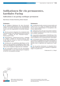 Indikationen für ein permanentes, kardiales Pacing