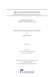 Quantenteleportation - Technische Universität Kaiserslautern