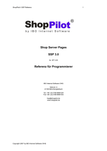 Shop Server Pages SSP 3.0 Referenz für Programmierer
