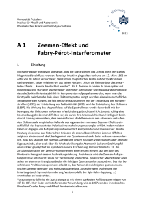 A 1 Zeeman-Effekt und Fabry-Pérot-Interferometer