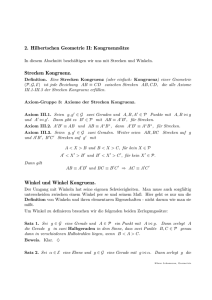 2. Hilbertschen Geometrie II: Kongruenzsätze Strecken Kongruenz