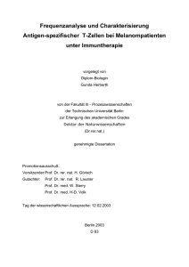 Frequenzanalyse und Charakterisierung Antigen