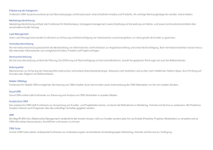 Erläuterung der Kategorien: Im Bereich CRM-Systeme