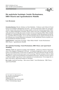Die analytische Soziologie: Soziale Mechanismen