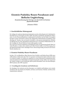 Einstein-Podolsky-Rosen-Paradoxon und Bellsche Ungleichung