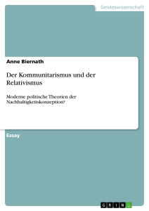 Der Kommunitarismus und der Relativismus, Philosophie