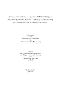 „Geochemische und Isotopen – geochemische Untersuchungen an