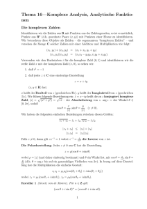 Komplexe Analysis, analytische Funktionen