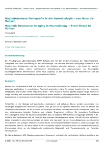 Magnetresonanz-Tomografie in der Neurobiologie – von Maus bis