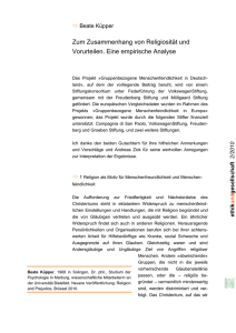 Zum Zusammenhang von Religiosität und Vorurteilen. Eine