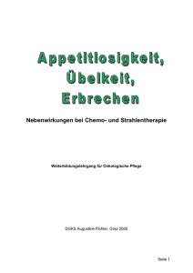 Appetitlosigkeit, Übelkeit, Erbrechen