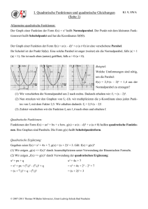 I. Quadratische Funktionen und quadratische Gleichungen (Seite 1)