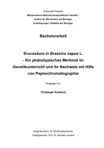 Erucasäure in Brassica napus L. : ein phänotypisches Merkmal im