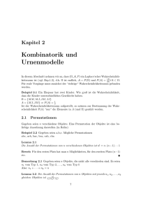 Kombinatorik und Urnenmodelle