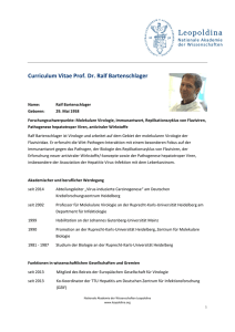 Curriculum Vitae Prof. Dr. Ralf Bartenschlager