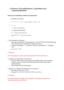 1) Potenzen, Wurzelfunktionen, Logarithmus und Exponentialfunktion