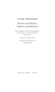 Ahnen und Wollen: Vladimir Jankélévitch