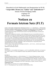 Notizen zu Fermats letztem Satz (FLT)